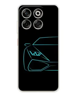 Чехол для ZTE Nubia V70 с картинкой «Голубой силуэт Lamborghini»