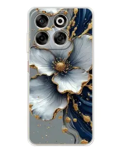Чехол для ZTE Nubia V70 с картинкой «Белый цветок и золотой флюид»
