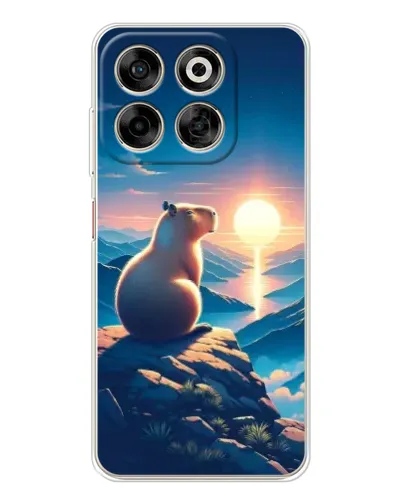 Чехол для ZTE Nubia V70 с картинкой «Закат солнца с капибарой»