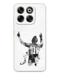 Чехол для ZTE Nubia V70 с картинкой «Черно-белый силуэт Месси»