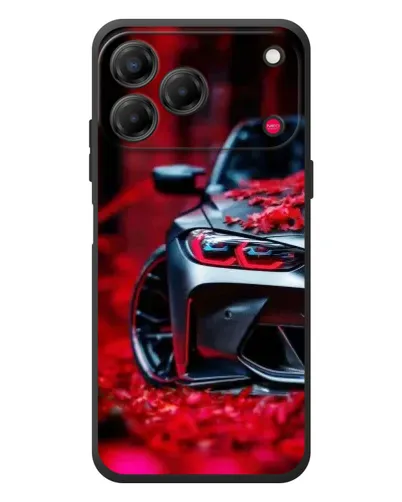Чехол для ZTE Nubia V80 Design с картинкой «Спортивная BMW и цветы»
