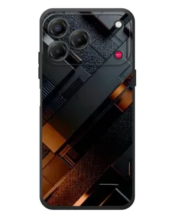 Чехол для ZTE Nubia V80 Design с картинкой «Черные геометрические блоки»