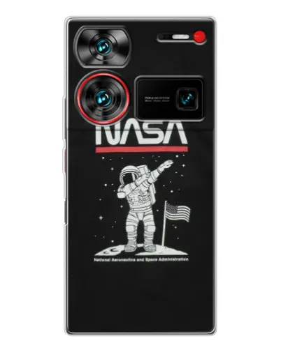 Чехол для ZTE Nubia Z60 Ultra с картинкой «NASA — шагаем по Луне»