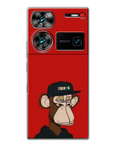 Чехол для ZTE Nubia Z60 Ultra с картинкой «Bored Ape — красный фон» Чехол для ZTE Nubia Z60 Ultra с картинкой «Bored Ape — красный фон»