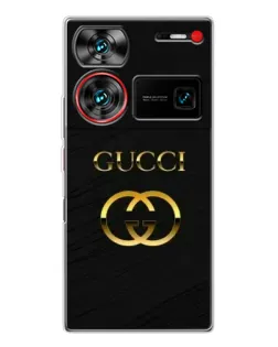 Чехол для ZTE Nubia Z60 Ultra с картинкой «Золотой логотип Gucci»