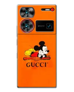 Чохол для ZTE Nubia Z60 Ultra з картинкою «Міккі Маус Gucci — помаранч»