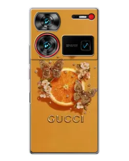 Чохол для ZTE Nubia Z60 Ultra з картинкою «Gucci — золоті метелики»