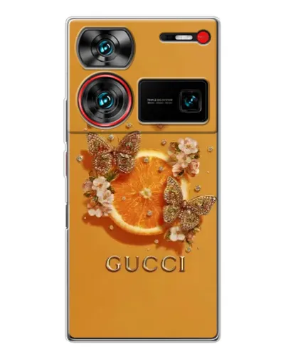 Чехол для ZTE Nubia Z60 Ultra с картинкой «Gucci — золотые бабочки» Чехол для ZTE Nubia Z60 Ultra с картинкой «Gucci — золотые бабочки»