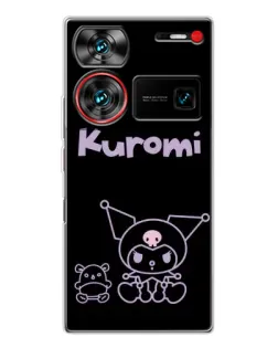 Чохол для ZTE Nubia Z60 Ultra з картинкою «Kuromi — чорний мінімалізм»