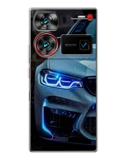 Чохол для ZTE Nubia Z60 Ultra з картинкою «Погляд BMW з синіми фарами»