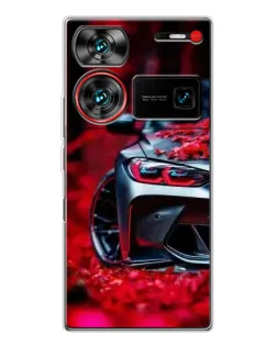 Чехол для ZTE Nubia Z60 Ultra с картинкой «Спортивная BMW и цветы»