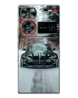 Чехол для ZTE Nubia Z60 Ultra с картинкой «BMW в зимнем лесу»