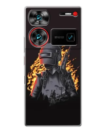 Чохол для ZTE Nubia Z60 Ultra з картинкою «PUBG — вогняний силует»
