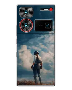 Чохол для ZTE Nubia Z60 Ultra з картинкою «Герой PUBG на скелі»