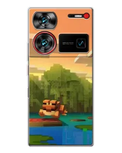 Чехол для ZTE Nubia Z60 Ultra с картинкой «Майнкрафт закат солнца»
