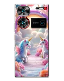 Чехол для ZTE Nubia Z60 Ultra с картинкой «Радуга и единороги» Чехол для ZTE Nubia Z60 Ultra с картинкой «Радуга и единороги»