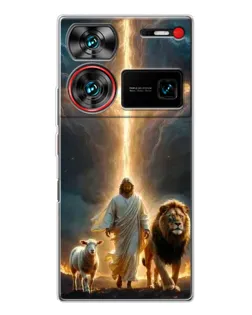 Чехол для ZTE Nubia Z60 Ultra с картинкой «Лев Иуды и Свет» Чехол для ZTE Nubia Z60 Ultra с картинкой «Лев Иуды и Свет»