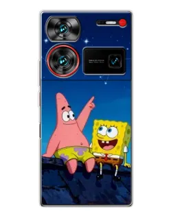 Чехол для ZTE Nubia Z60 Ultra с картинкой «Губка Боб и Патрик ночью» Чехол для ZTE Nubia Z60 Ultra с картинкой «Губка Боб и Патрик ночью»