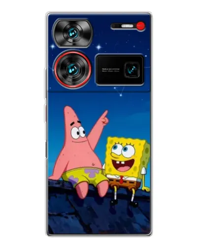 Чехол для ZTE Nubia Z60 Ultra с картинкой «Губка Боб и Патрик ночью» Чехол для ZTE Nubia Z60 Ultra с картинкой «Губка Боб и Патрик ночью»