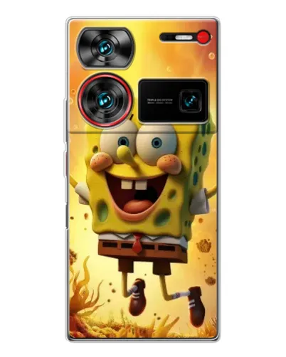 Чехол для ZTE Nubia Z60 Ultra с картинкой «Губка Боб прыгает» Чехол для ZTE Nubia Z60 Ultra с картинкой «Губка Боб прыгает»
