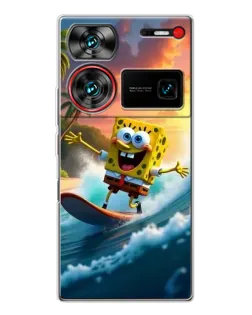 Чехол для ZTE Nubia Z60 Ultra с картинкой «Губка Боб серфингист»