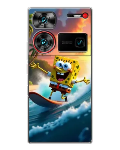 Чехол для ZTE Nubia Z60 Ultra с картинкой «Губка Боб серфингист» Чехол для ZTE Nubia Z60 Ultra с картинкой «Губка Боб серфингист»