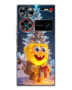 Чехол для ZTE Nubia Z60 Ultra с картинкой «Рождественский Спанч Боб»