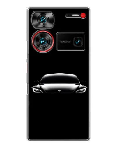 Чохол для ZTE Nubia Z60 Ultra з картинкою «Фари Tesla Night» Чохол для ZTE Nubia Z60 Ultra з картинкою «Фари Tesla Night»