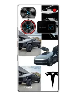 Чохол для ZTE Nubia Z60 Ultra з картинкою «Колаж Cybertruck Tesla»