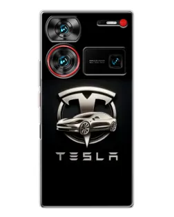 Чохол для ZTE Nubia Z60 Ultra з картинкою «Tesla — срібне авто»