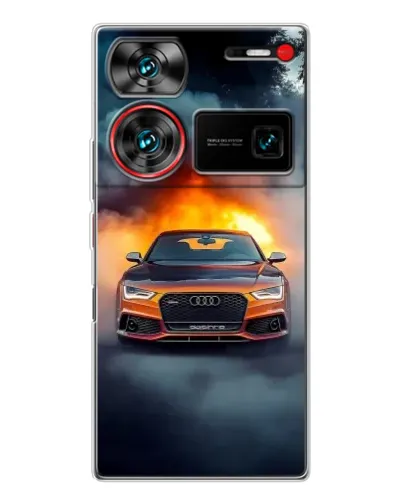 Чехол для ZTE Nubia Z60 Ultra с картинкой «Audi в огненном дыму»