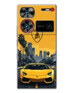 Чехол для ZTE Nubia Z60 Ultra с картинкой «Желтый Lamborghini город»