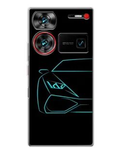Чехол для ZTE Nubia Z60 Ultra с картинкой «Голубой силуэт Lamborghini»