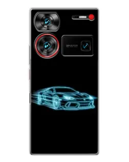 Чехол для ZTE Nubia Z60 Ultra с картинкой «Неоновый контур Lamborghini»