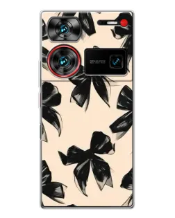 Чехол для ZTE Nubia Z60 Ultra с картинкой «Паттерн черные банты» Чехол для ZTE Nubia Z60 Ultra с картинкой «Паттерн черные банты»