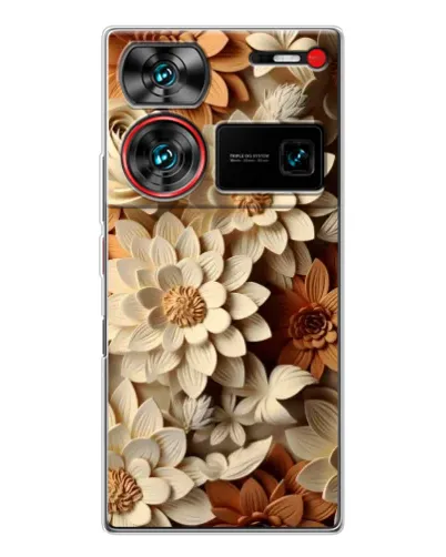 Чехол для ZTE Nubia Z60 Ultra с картинкой «Бежевый флористический декор»