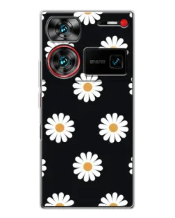 Чехол для ZTE Nubia Z60 Ultra с картинкой «Ромашки на черном»