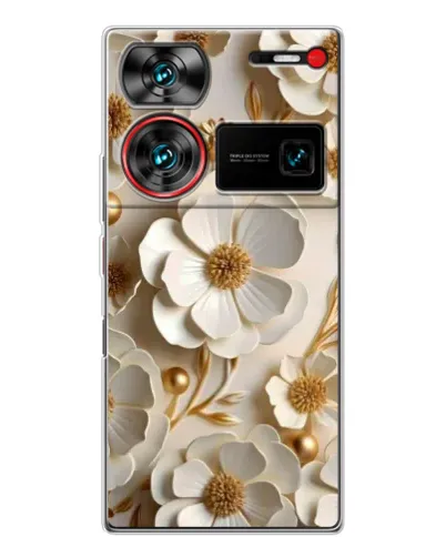 Чехол для ZTE Nubia Z60 Ultra с картинкой «Белие бумажние  цвети»