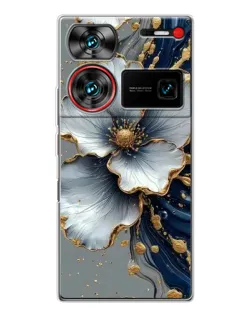 Чехол для ZTE Nubia Z60 Ultra с картинкой «Белый цветок и золотой флюид»