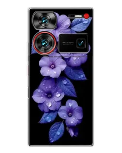 Чехол для ZTE Nubia Z60 Ultra с картинкой «Фиолетовые цветы с росою»