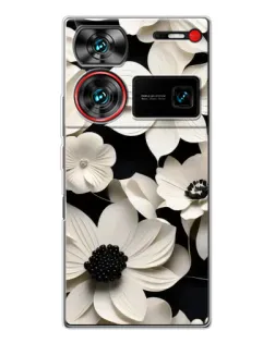 Чехол для ZTE Nubia Z60 Ultra с картинкой «Объемные белые цветы»