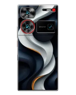 Чехол для ZTE Nubia Z60 Ultra с картинкой «Объемные черно-белые ленты» Чехол для ZTE Nubia Z60 Ultra с картинкой «Объемные черно-белые ленты»