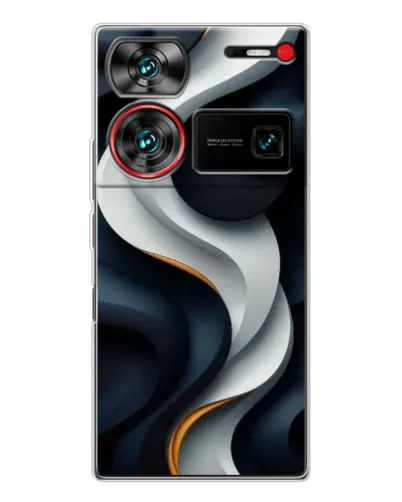 Чехол для ZTE Nubia Z60 Ultra с картинкой «Объемные черно-белые ленты» Чехол для ZTE Nubia Z60 Ultra с картинкой «Объемные черно-белые ленты»