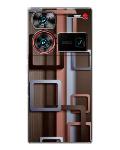 Чехол для ZTE Nubia Z60 Ultra с картинкой «Коричневые объемные квадраты» Чехол для ZTE Nubia Z60 Ultra с картинкой «Коричневые объемные квадраты»