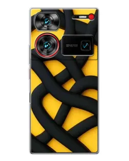 Чехол для ZTE Nubia Z60 Ultra с картинкой «Черное желтое переплетение»