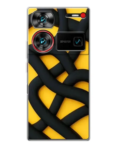 Чехол для ZTE Nubia Z60 Ultra с картинкой «Черное желтое переплетение» Чехол для ZTE Nubia Z60 Ultra с картинкой «Черное желтое переплетение»