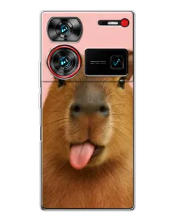 Чехол для ZTE Nubia Z60 Ultra с картинкой «Капибара с языком»