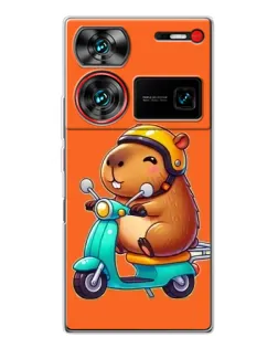 Чехол для ZTE Nubia Z60 Ultra с картинкой «Капибара на скутере»