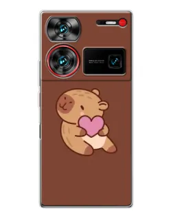 Чехол для ZTE Nubia Z60 Ultra с картинкой «Капибара с сердцем»