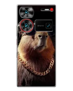 Чехол для ZTE Nubia Z60 Ultra с картинкой «Капибара золотая цепь»